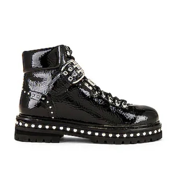 Lola Cruz Shoes - Lola Black Combat Boots with Studs and Thick Sole Retail $365